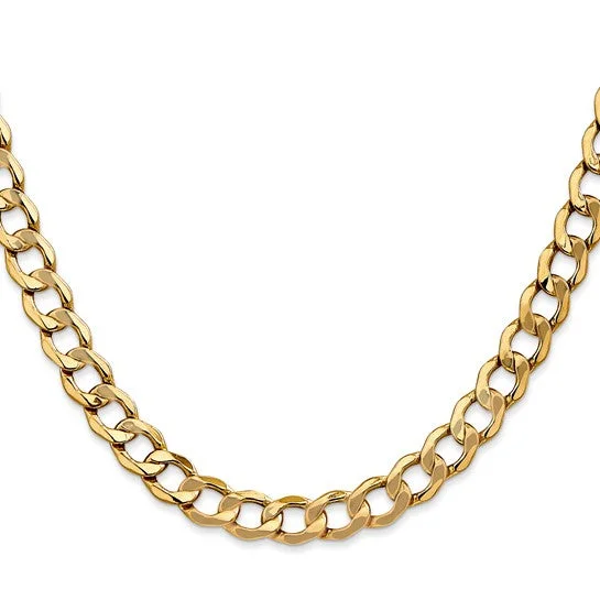 Prairie grass necklace-14KT YELLOW GOLD 7MM SEMI SOLID CURB CHAIN NECKLACE - 4 LENGTHS