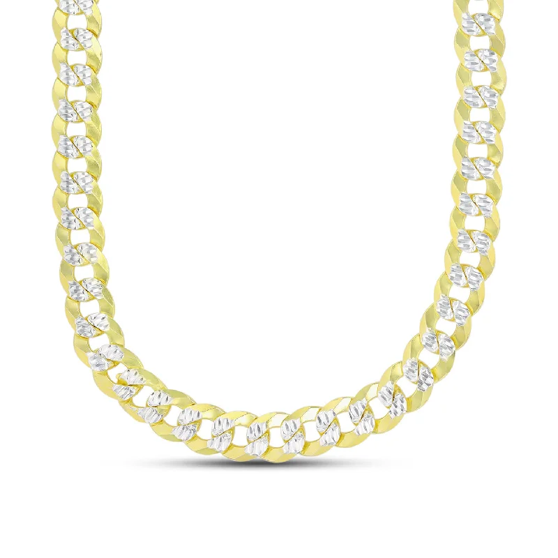 Recycled object necklace-14KT Yellow Gold Plated Sterling Silver 26-inch 10MM Pave Curb Chain