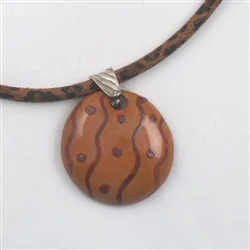 Vaulted pendant necklace-Handmade Fair Trade Kazuri Pendant on Leopard Suede Necklace