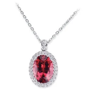 Archaic necklace-18K White Gold Pendant Necklace With Diamonds And Tourmaline