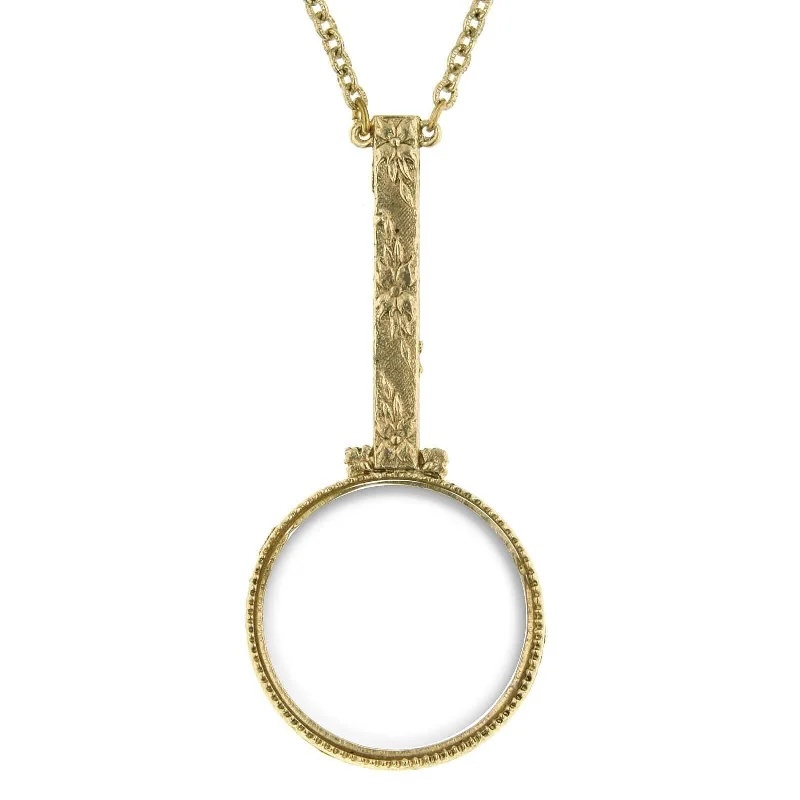 Linked chain necklace-1928 Jewelry Floral Handle Acrylic Magnifier Pendant Necklace 28" - Magnification Power: 2X