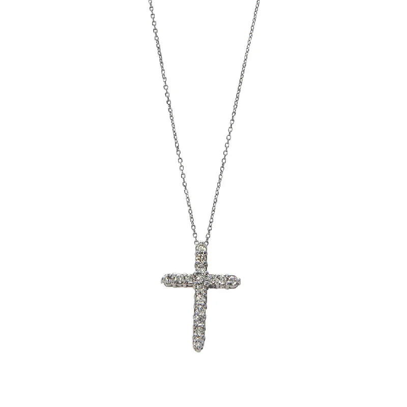 Lined stone necklace-.50ct Diamond Cross 14K White Gold Pendant Necklace