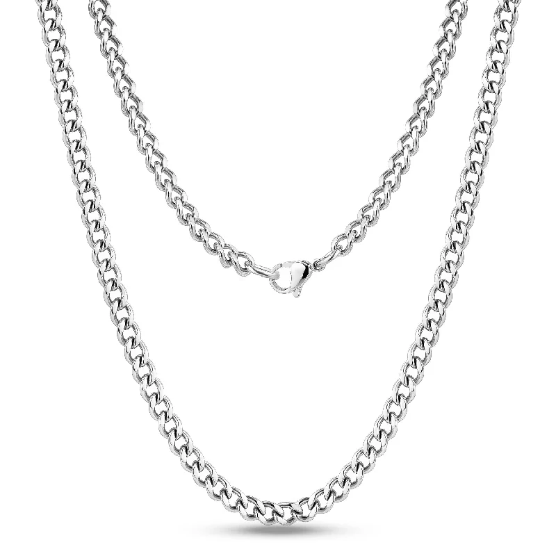 Ripple stripe necklace-5mm Cuban Link Chain