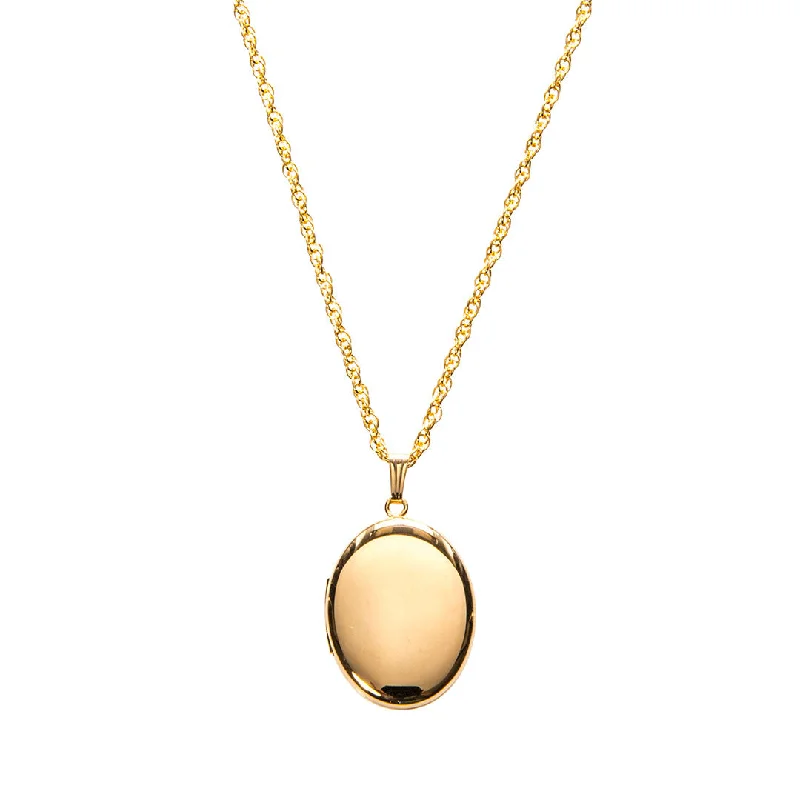 Shifted gem necklace-14K Gold Filled 20x25mm Oval Locket Necklace