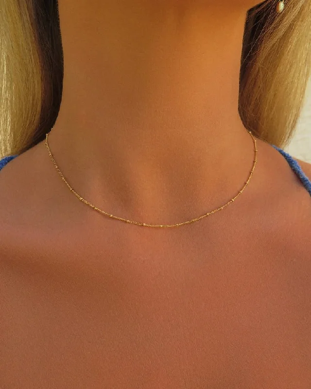 Cyclical spiral necklace-Beaded Curb Chain Necklace  - 14k Yellow Gold Fill