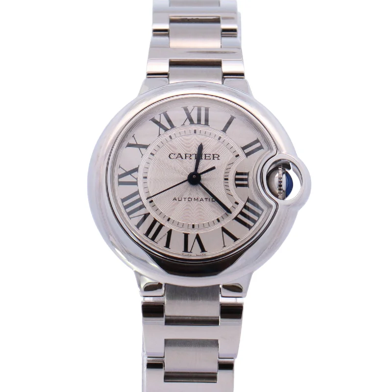 Eight-drop necklace-Cartier Ballon Bleu Stainless Steel 33mm White Roman Dial Watch Reference# W6920071