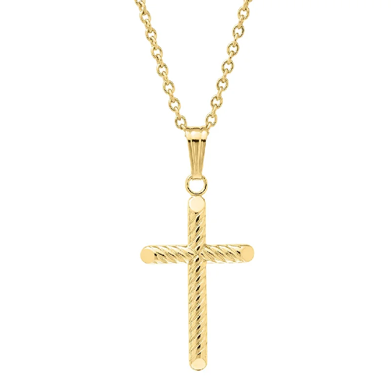 Prehistoric necklace-Child 14K Gold Filled Rope Cross Pendant Necklace