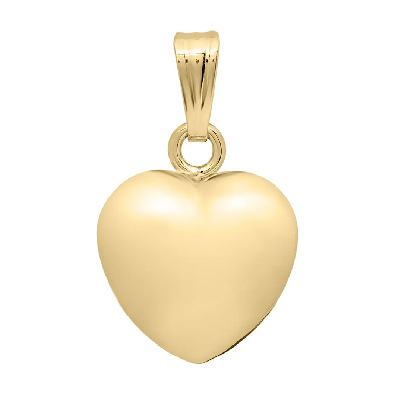 Arched chain necklace-Child 14K Yellow Gold Puffed Heart Pendant Necklace