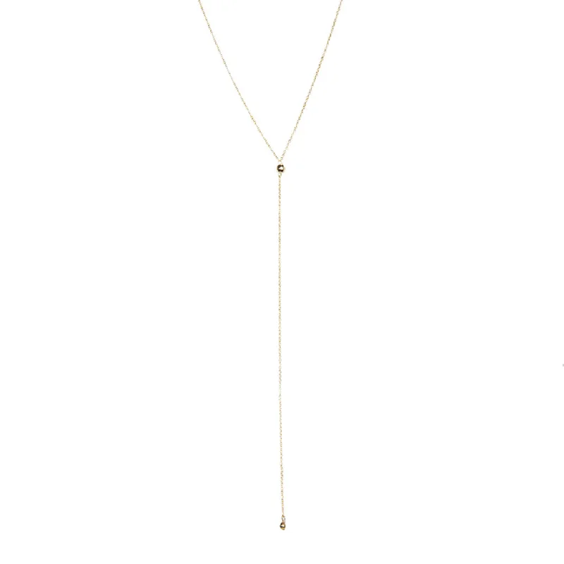 Pointed edge necklace-Ball Lariat