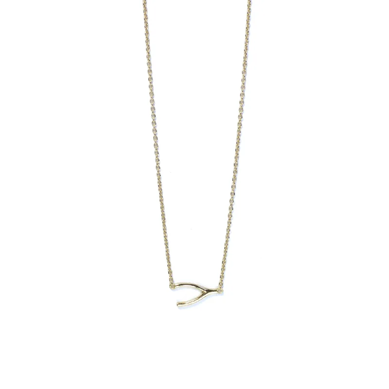 Puzzle code necklace-Wishbone Necklace