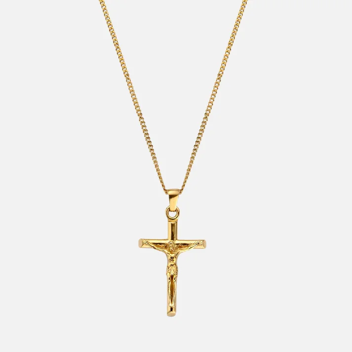 Thyme leaf necklace-"CRUCIFIX" PENDANT - GOLD