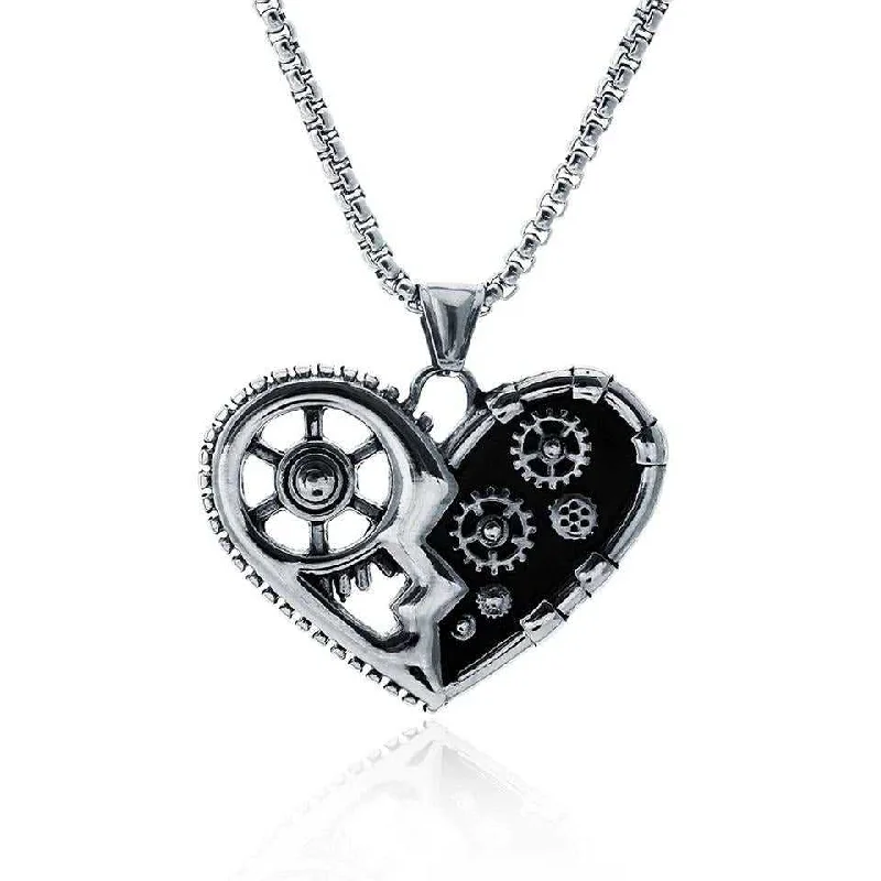 Violet bloom necklace-Cycolinks Gear Heart Necklace