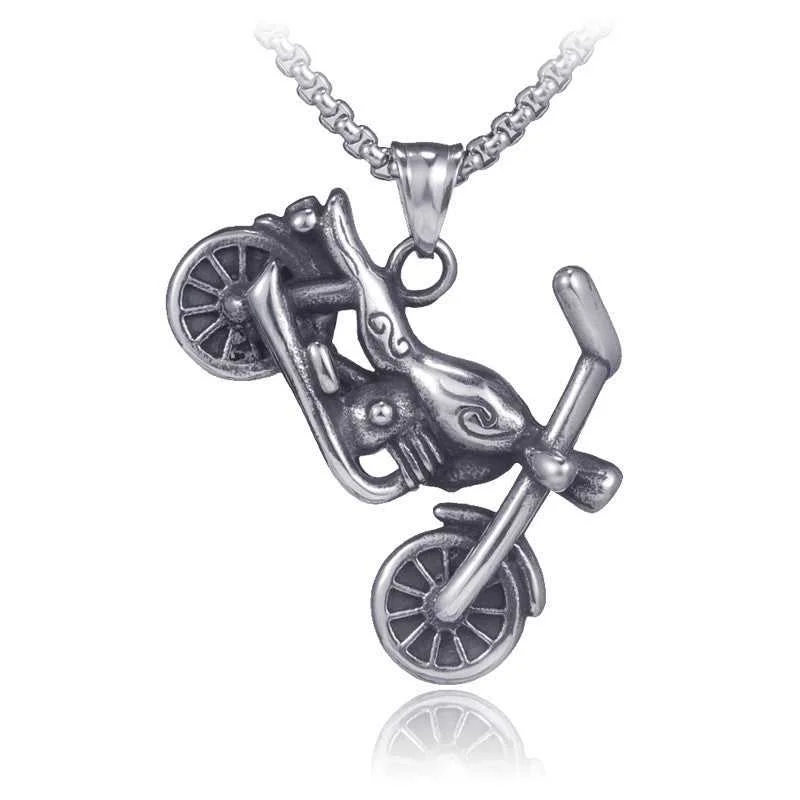 Cavern chain necklace-Cycolinks Retro Stainless Steel Motorcycle Necklace