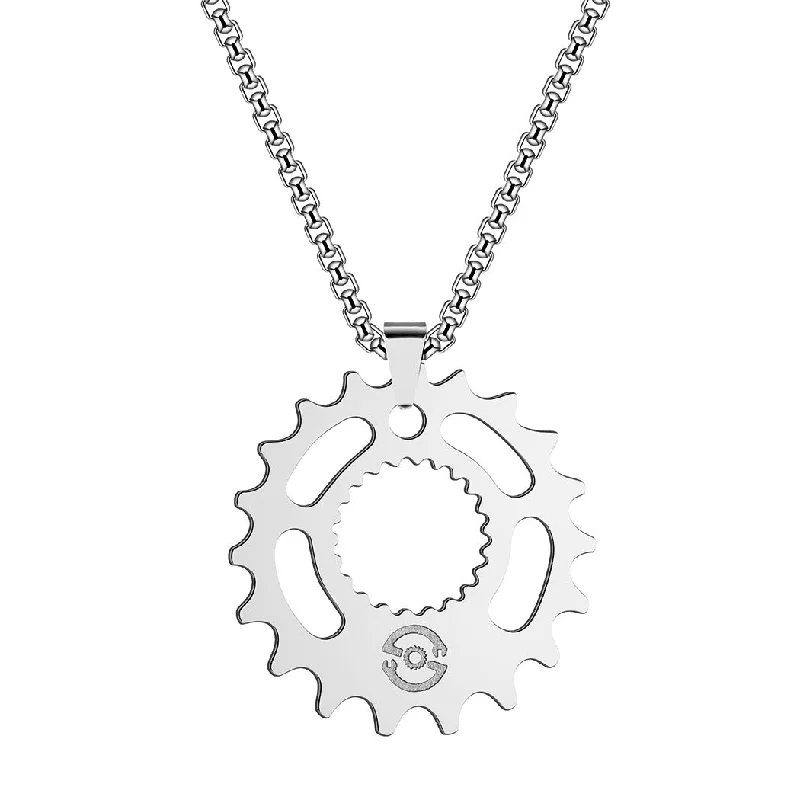 Zinc finish necklace-Cycolinks Sprocket Gear Necklace