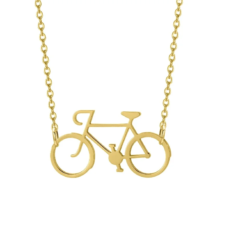 Lined stone necklace-Cycolinks Stainless Steel Road Bike Necklace