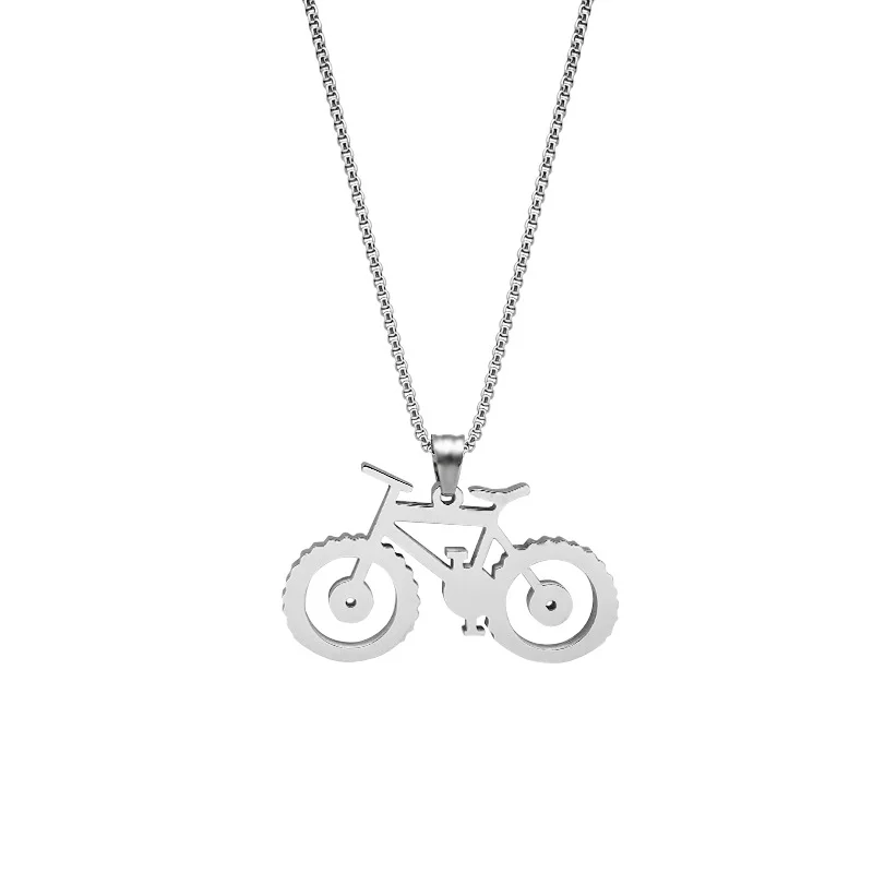 Haze quartz necklace-Cycolinks Titanium Steel Silver Bicycle Necklace