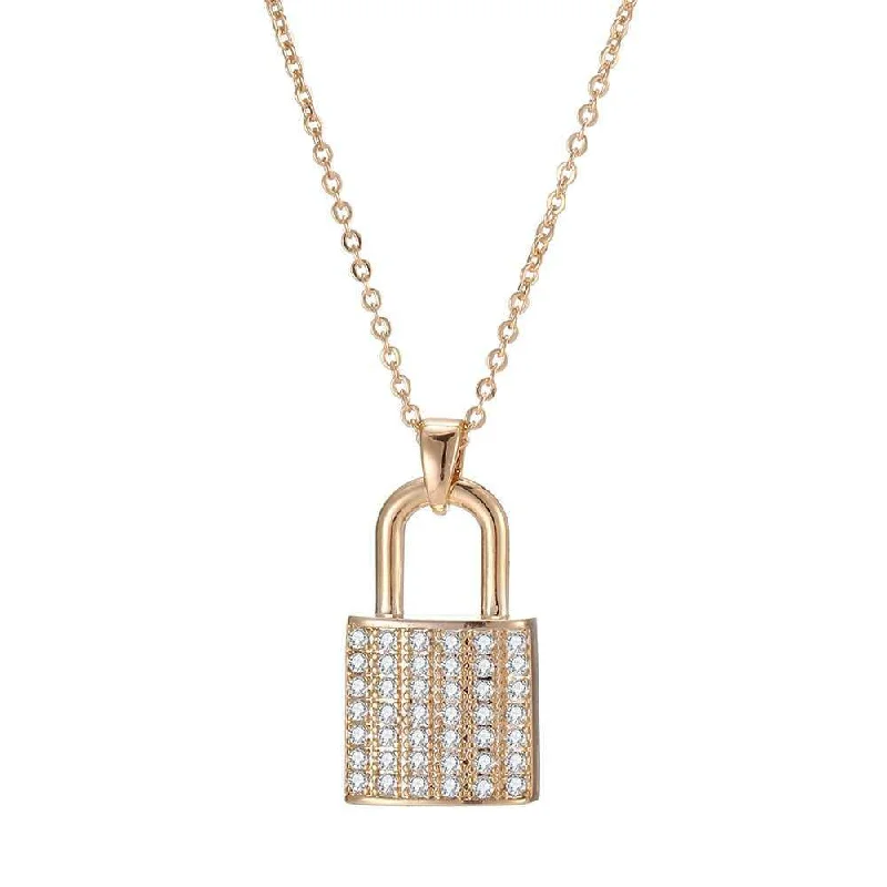 Overlapping scale necklace-Cycolinks Zircon Padlock Necklace