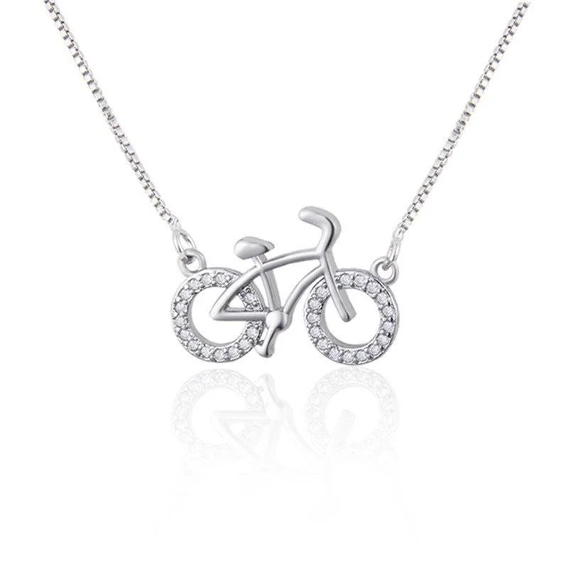 Rosemary sprig necklace-Cycolinks Zirconium Copper Plating Bicycle Necklace