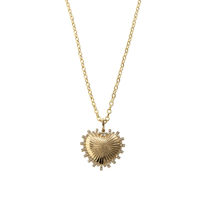 Hinge chain necklace-Diamond 14K Gold Heart Pendant Necklace