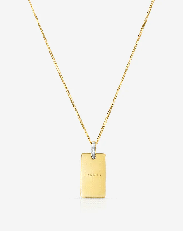 Millet stalk necklace-Engravable Rectangle Pendant Necklace