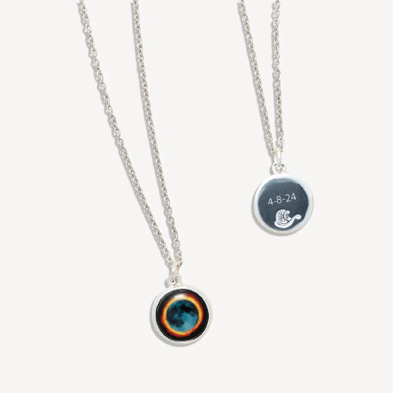 Engraved cut necklace-Engraved Solar Eclipse Charmed Simplicity Necklace