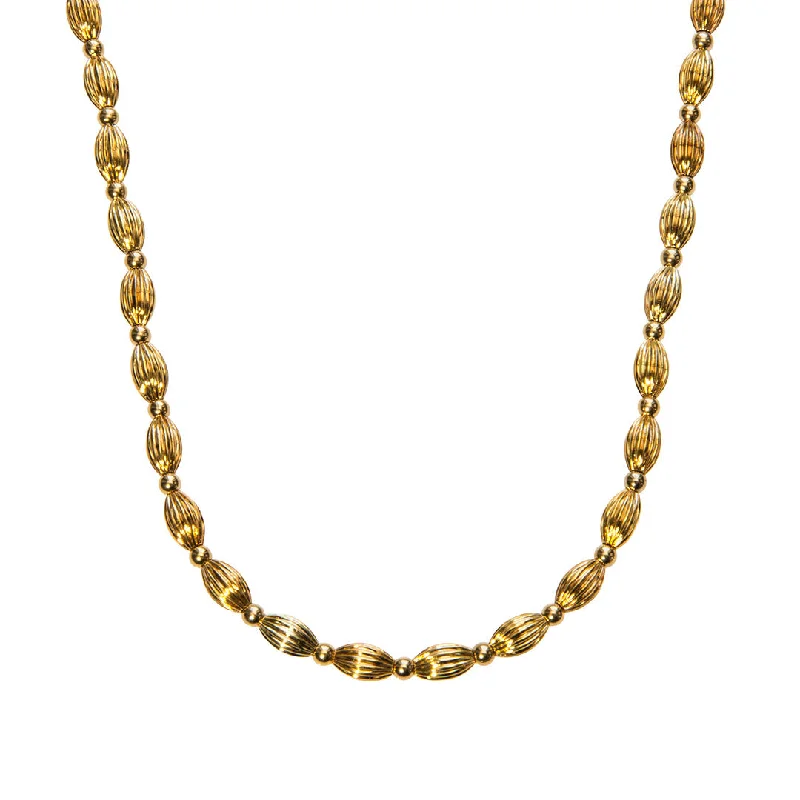 Flex joint necklace-Gold Plated Charleston Rice Bead Necklace