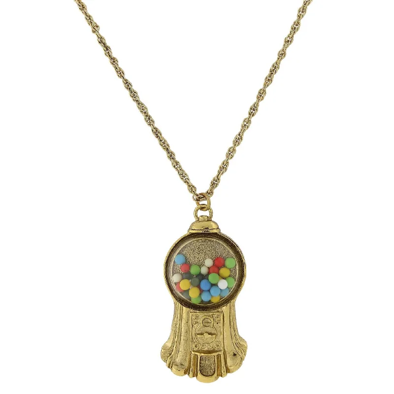 Pinned design necklace-1928 Jewelry Multi-Color Gumball Machine Pendant Necklace 30"