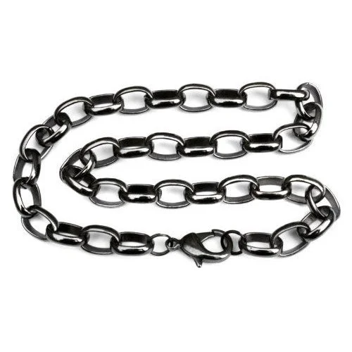 Rattan chain necklace-Extra Large Gunmetal 11mm Rolo Chain Mens Necklace