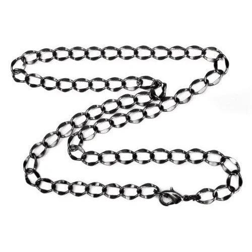 Shifted gem necklace-Gunmetal 6mm Curb Chain