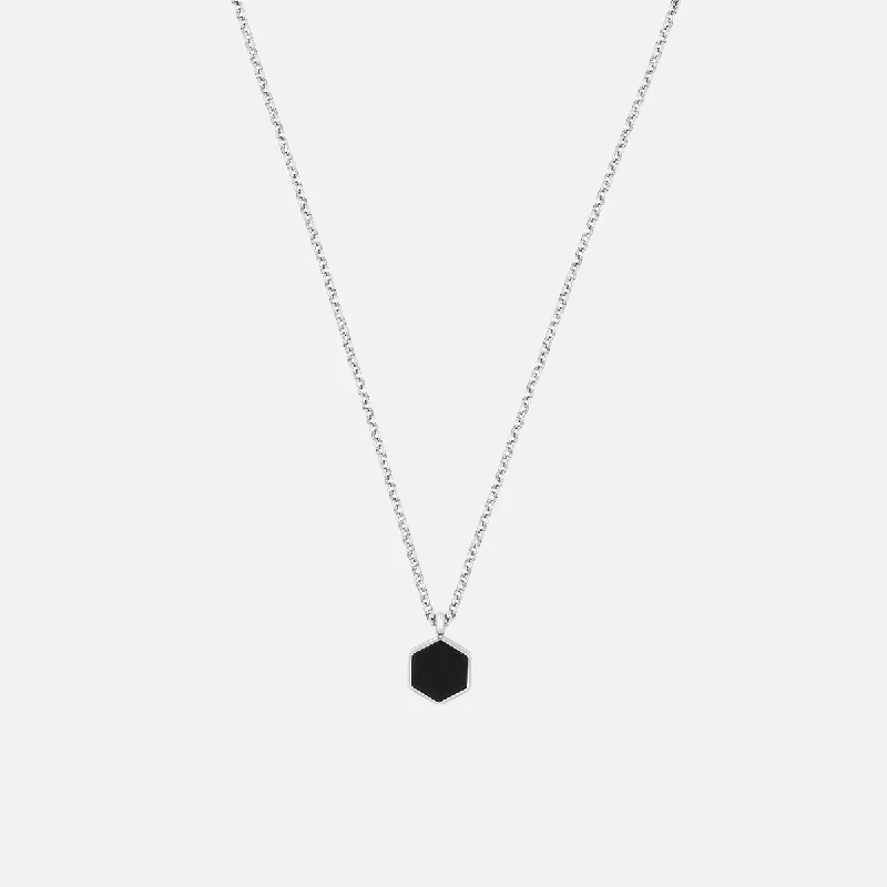 Briolette ruby necklace-"MALÉFICE" ONYX PENDANT - WHITE GOLD