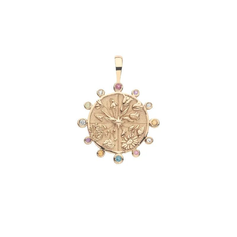 Ash pearl necklace-Jane Win HOPE Petite Embellished Coin Pendant Necklace