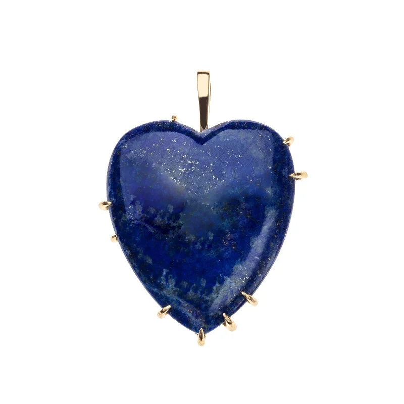 Curved metal necklace-Jane Win LOVE Carry Your Heart Lapis Pendant Necklace