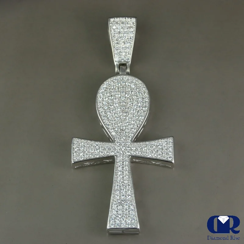 Teardrop design necklace-1.26 Carat Diamond Cross Pendant In 14K Gold