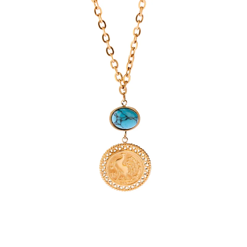 Prairie style necklace-Luck Charm 18K Gold Plated Necklace