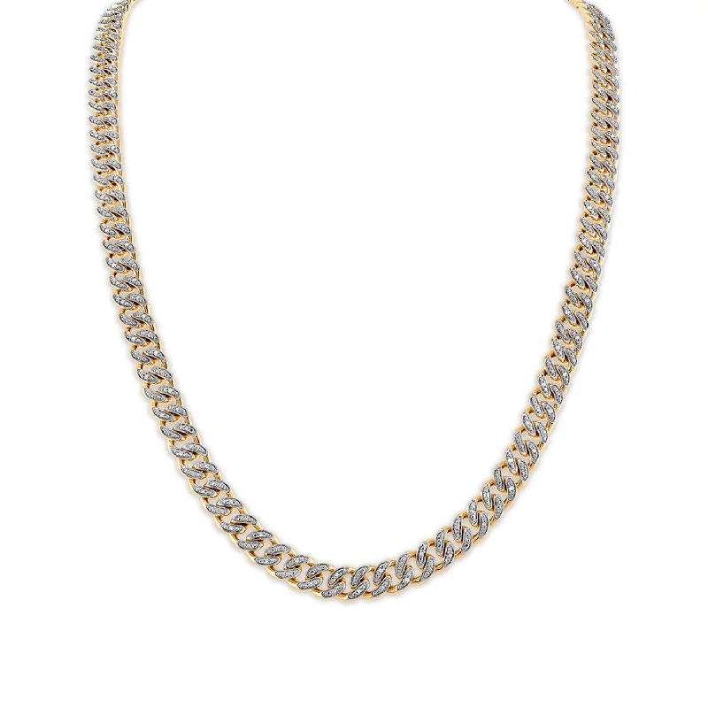 Layered cut necklace-Luxe Layers 1/2 CTW Diamond Cuban Link 24-inch Chain in Yellow Gold Plated Sterling Silver