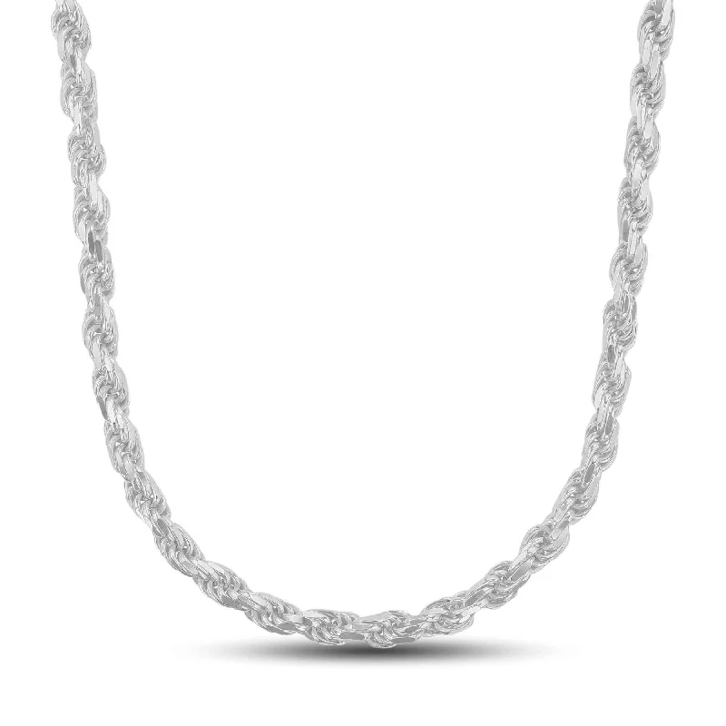 Shifted gem necklace-Luxe Layers Sterling Silver 22-inch 5.7MM Diamond-cut Rope Chain