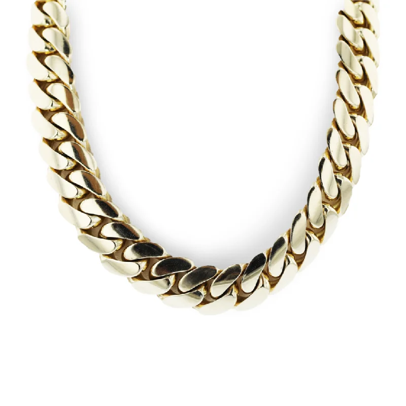 Shifted gem necklace-MEN'S 14KT YELLOW GOLD 2.30CTW DIAMOND CUBAN CHAIN