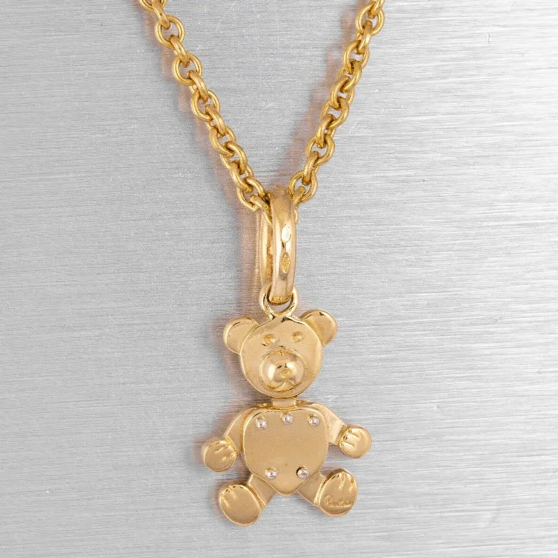 Bunched chain necklace-Pomellato Orsetto 18k Yellow Gold MEDIUM Teddy Bear Charm with Chain 19.7g