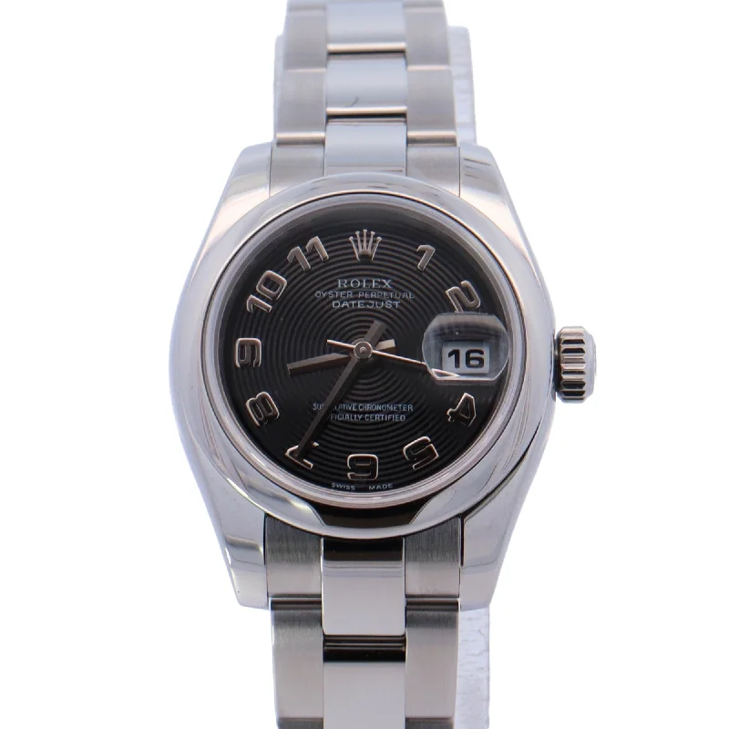 Grid weave necklace-Rolex Datjust Stainless Steel 26mm Black Arabic Dial Watch Reference# 179160