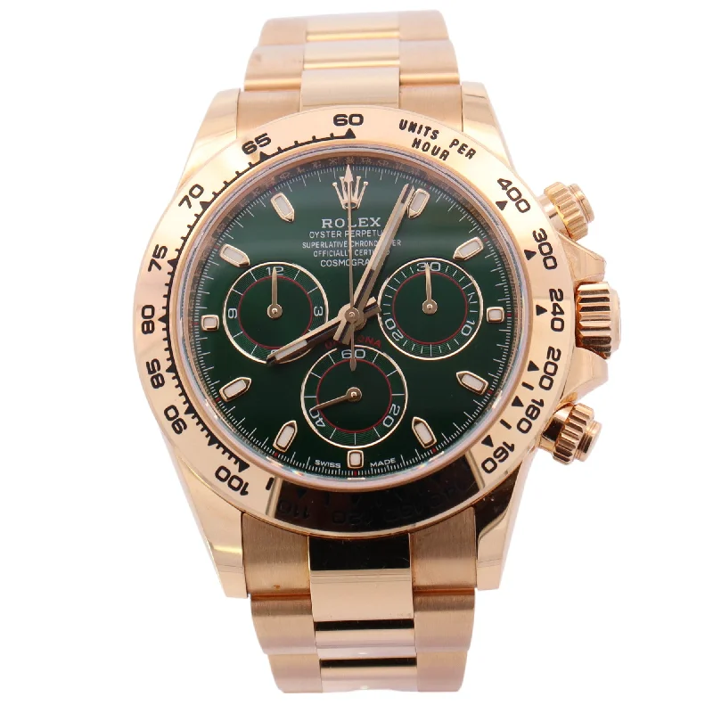 Hazel wood necklace-Rolex Daytona "John Mayer" Yellow Gold 40mm Green Chronograph Dial Watch Reference# 116508