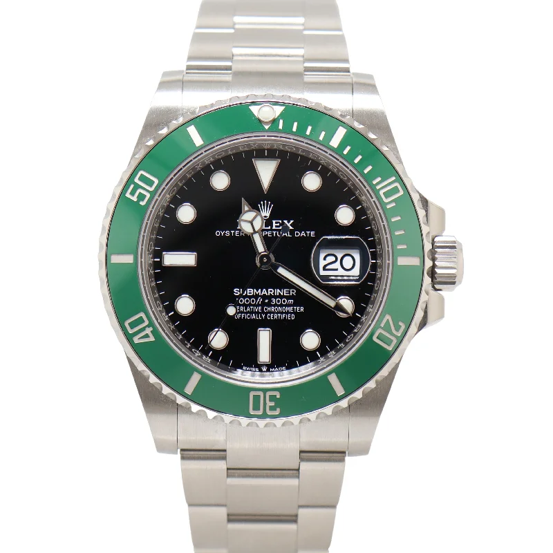 Lined stone necklace-Rolex Submariner "Starbucks" 41mm Stainless Steel Black Dot Dial Watch Reference#: 126610LV