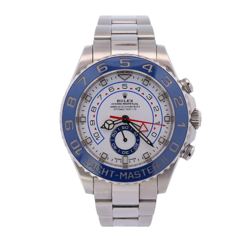 Overlapping scale necklace-Rolex Yachtmaster II 44mm Stainless Steel White Dot Dial Watch Reference# 116680