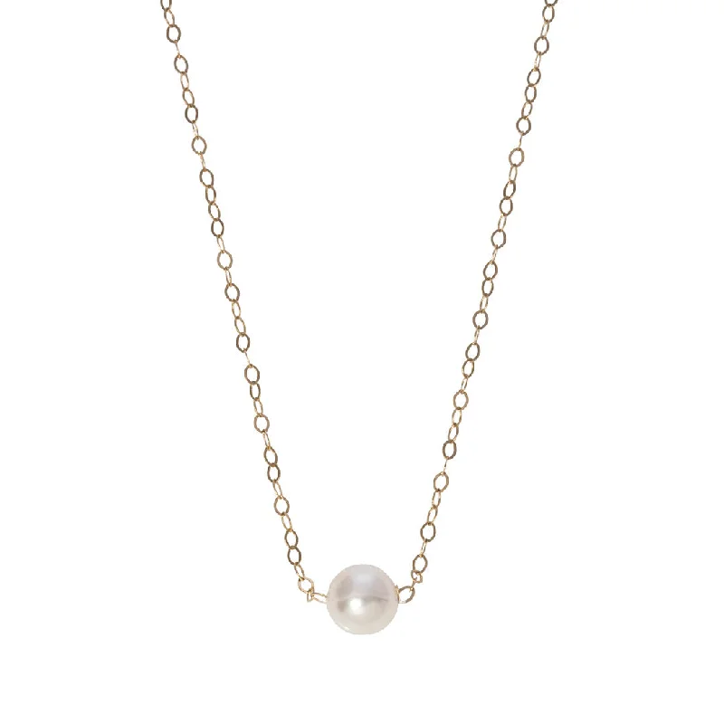 Peaked charm necklace-Single Pearl 14K Gold Start Her Necklace