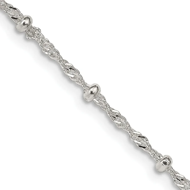 Quartzite shard necklace-Sterling Silver 14-inch 2.5MM Childrens Beaded Singapore Chain