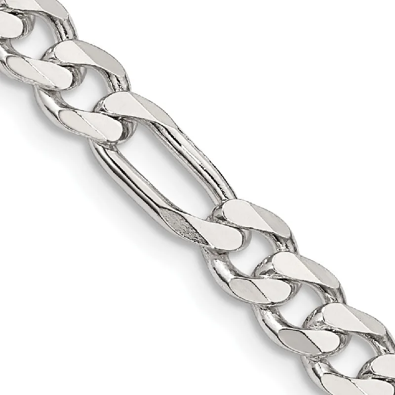 Shaved chain necklace-Sterling Silver 18-inch 5.5MM Lobster Clasp Figaro Chain