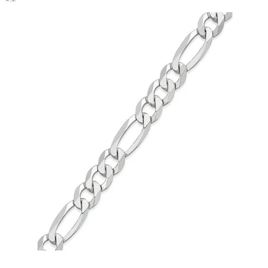 Ragged edge necklace-Sterling Silver 20-inch 7.6MM Figaro Chain