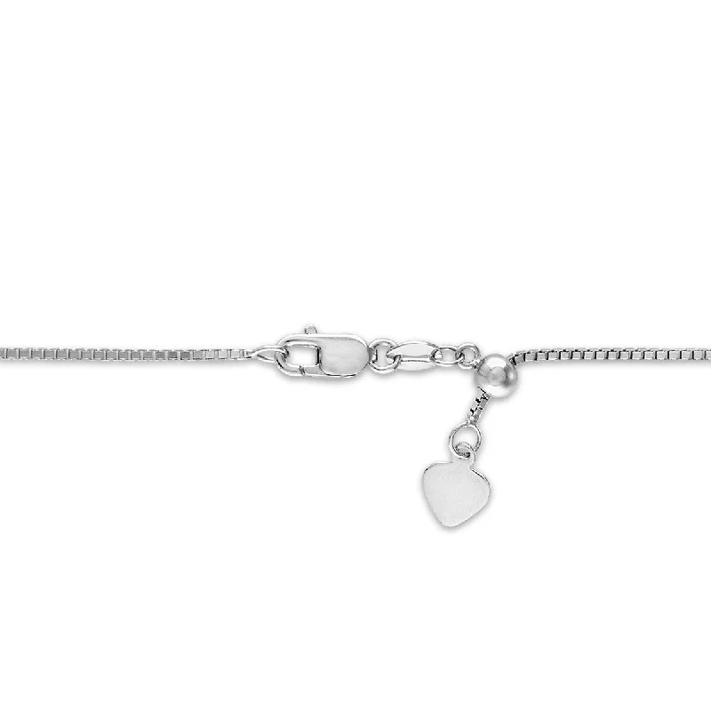 Linked chain necklace-Sterling Silver 22-inch 0.8MM Adjustable Box Chain