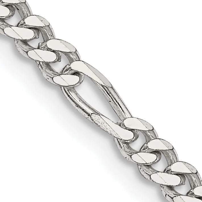 Cast metal necklace-Sterling Silver 22-inch 3.5MM Lobster Clasp Figaro Chain