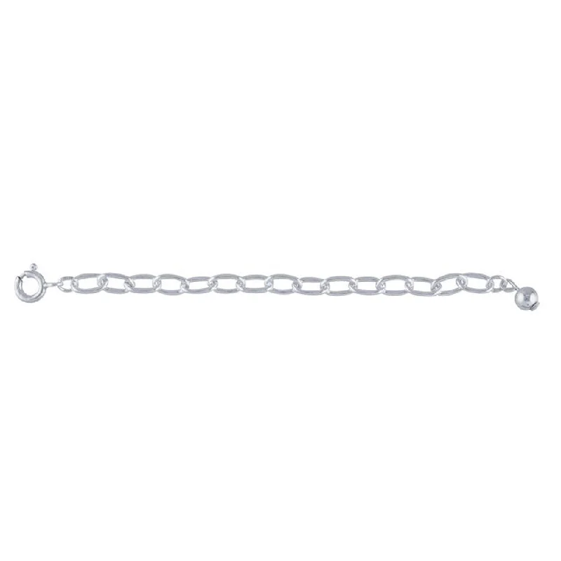 Zinc finish necklace-Sterling Silver 3.7mm Cable Chain Necklace Extender with Bead Accent and Clasp