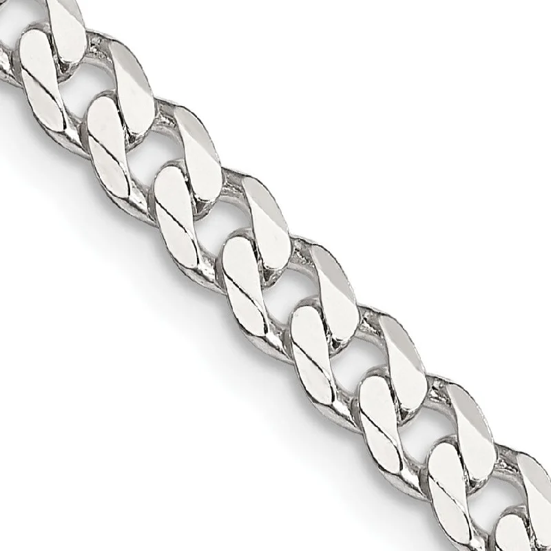 Almond bead necklace-Sterling Silver 30-inch 4.5MM Curb Chain